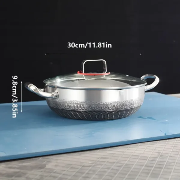 Silver Double-Sided Honeycomb Frying And Boiling Pot